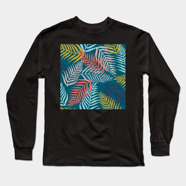 Palm leaf pattern Long Sleeve T-Shirt by Papergrape